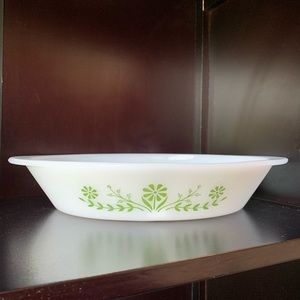 Glasbake Green Daisy Divided Casserole